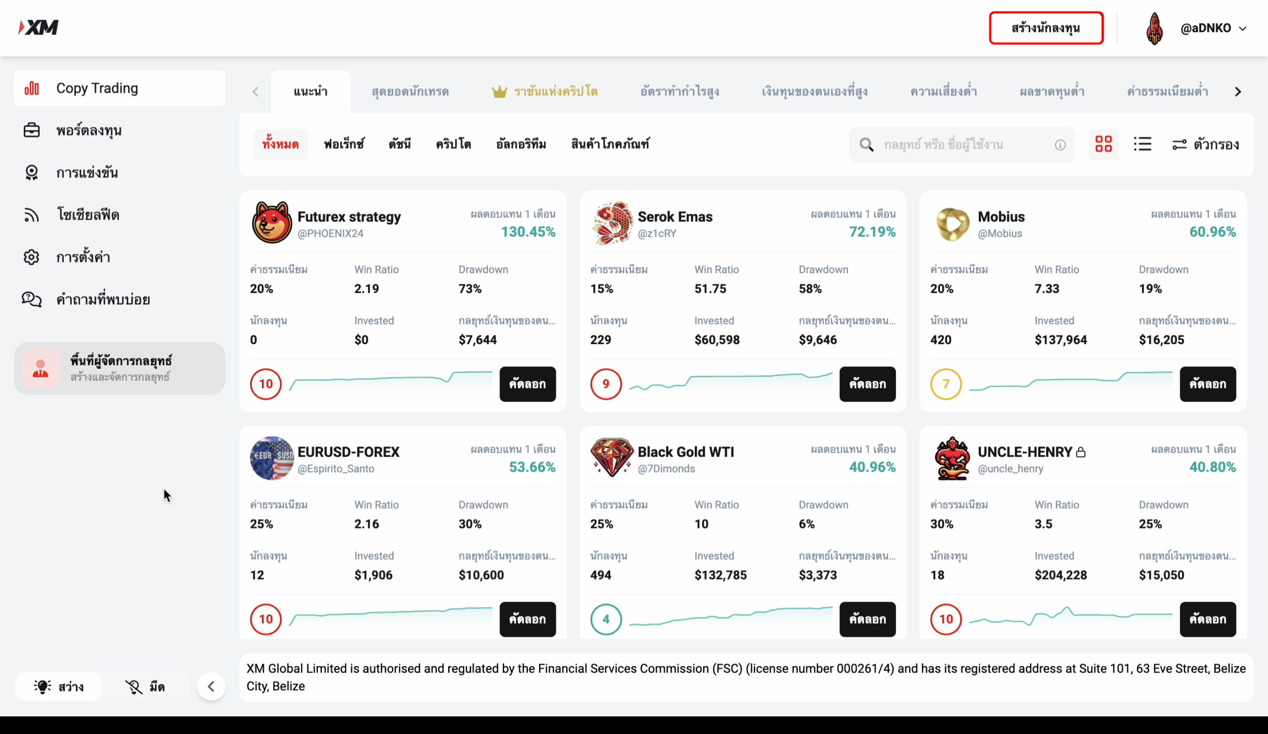 สร้างบัญชีนักลงทุน Copytrade